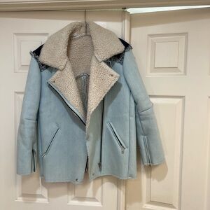 Unisex Unbranded blue denim‎ jacket Sherpa Fleece Lining Heavyweight Jacket